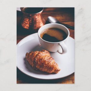 Turkish Coffee and Fresh Croissant Postcard
