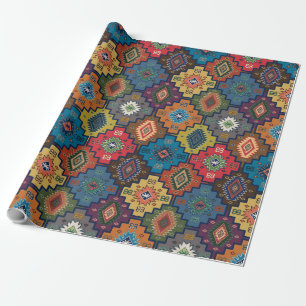 Turkish Colorful Ethnic Motif Pattern  Wrapping Paper