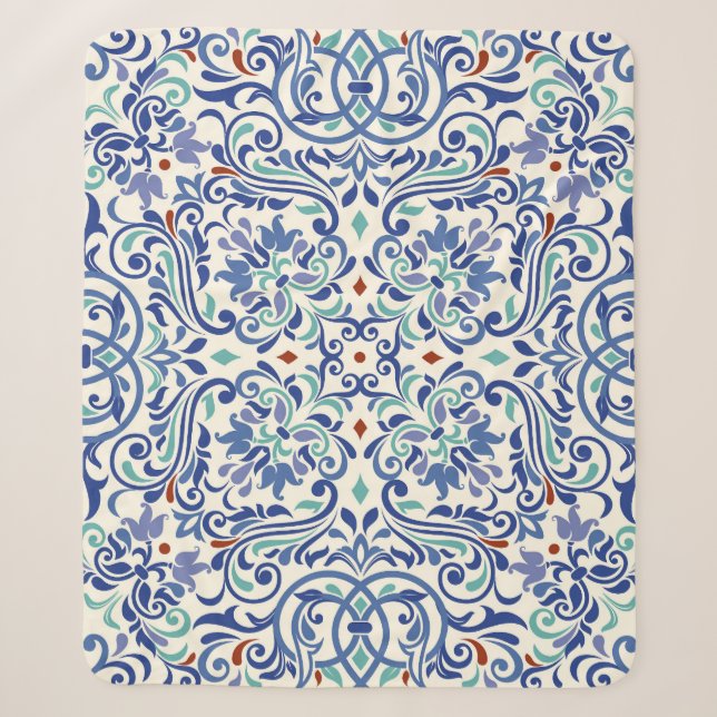 Turkish Colourful: Endless Tile Elegance. Sherpa Blanket (Front)