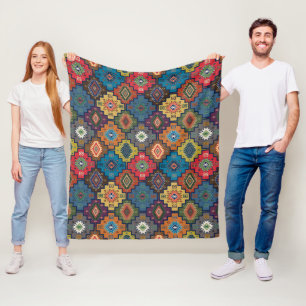 Turkish Colourful Ethnic Motif Pattern  Fleece Blanket
