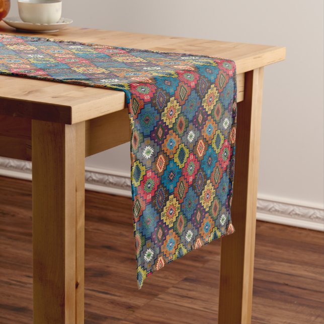 Turkish Colourful Ethnic Motif Pattern  Medium Table Runner (In Situ)