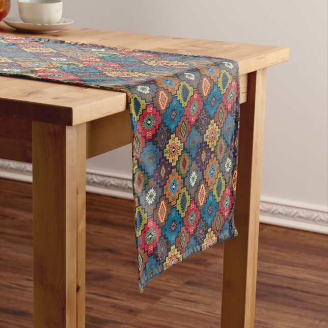 Turkish Colourful Ethnic Motif Pattern  Short Table Runner (In Situ)