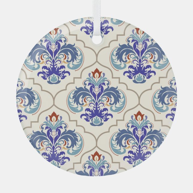 Turkish Colourful Pattern: Endless Beauty. Glass Tree Decoration (Front)