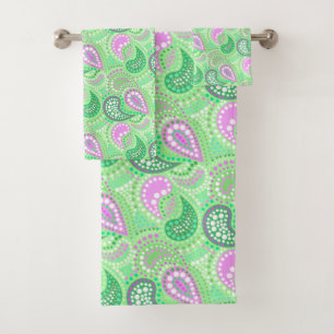 Turkish cucumbers abstract polka dot pattern bath towel set