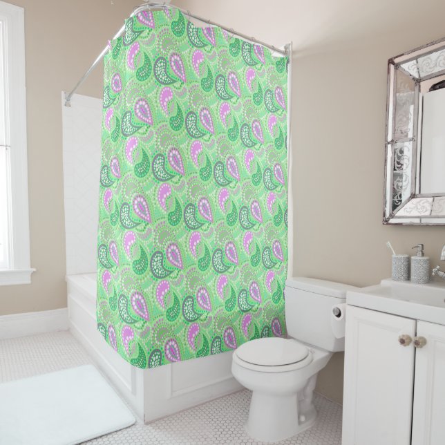 Turkish cucumbers abstract polka dot pattern  shower curtain (In Situ)