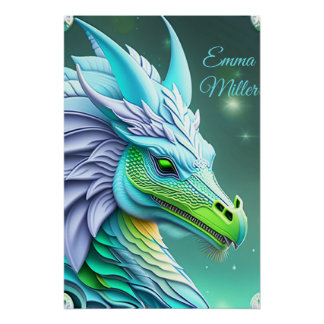 Turkish dragon, imaginative digital art poster