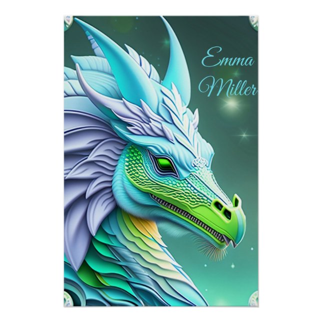 Turkish dragon, imaginative digital art poster (Front)