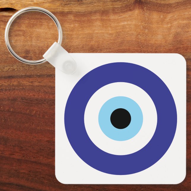 Turkish Evil Eye Blue Mati symbol lucky charm Key Ring (Front)