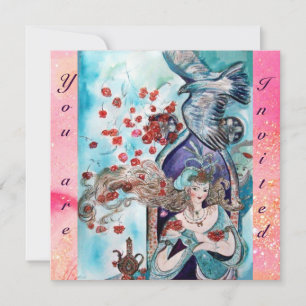 TURKISH FAIRY TALE ,bright  red blue pink sparkles Invitation