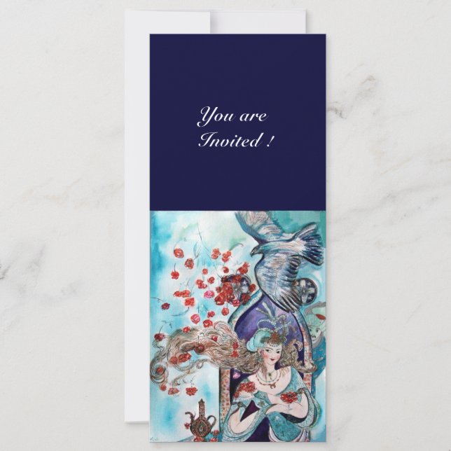 TURKISH FAIRY TALE ,bright red blue white black Invitation (Front)