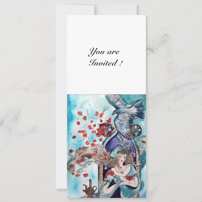 TURKISH FAIRY TALE ,bright red blue white Invitation (Front)