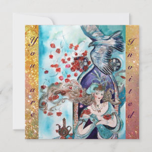 TURKISH FAIRY TALE ,bright red blue yellow sparkle Invitation