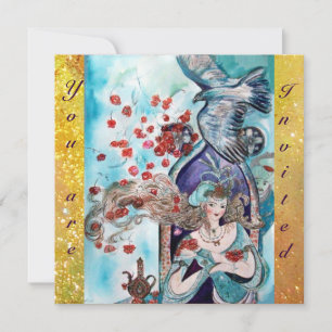 TURKISH FAIRY TALE ,bright red blue yellow sparkle Invitation