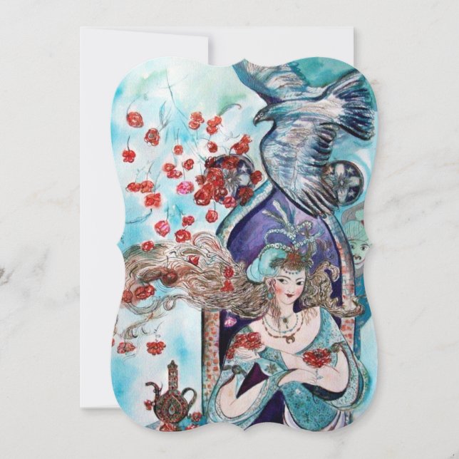 TURKISH FAIRY TALE Teal Blue Gold Sparkles Invitation (Front)