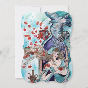 TURKISH FAIRY TALE Teal Blue Gold Sparkles Invitation