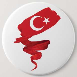 Turkish flag 6 cm round badge