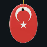 Turkish Flag Ceramic Ornament<br><div class="desc">The Funniest Ornaments,  T-shirts,  Hoodies,  Stickers,  Buttons and Novelty gifts from http://www.Shirtuosity.com.</div>