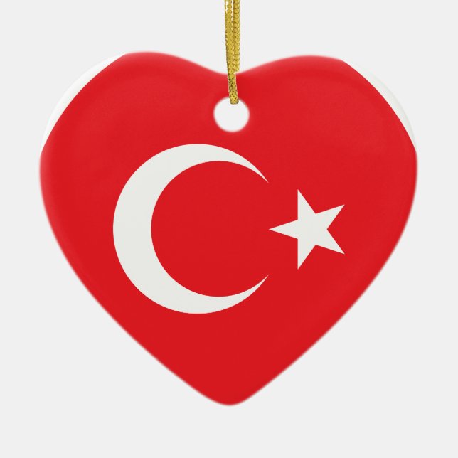 Turkish Flag Circle Ceramic Ornament (Front)