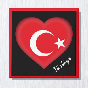 Turkish flag Magnet, Heart, travel, Türkiye Magnet