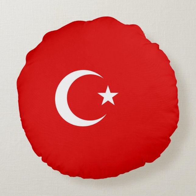 Turkish flag round cushion (Back)