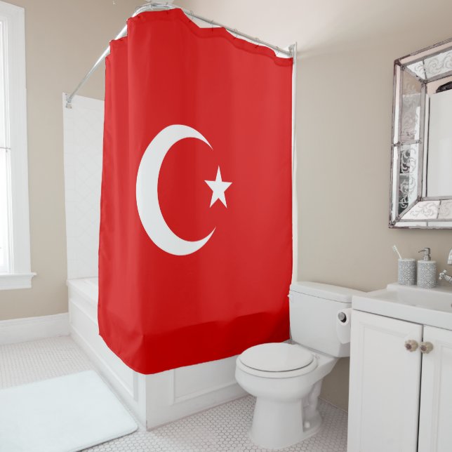 Turkish flag shower curtain (In Situ)