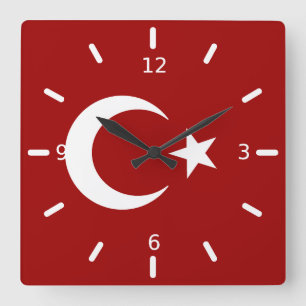 Turkish flag         square wall clock