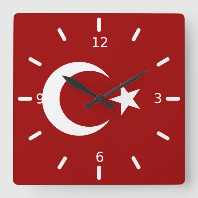 Turkish flag         square wall clock (Front)