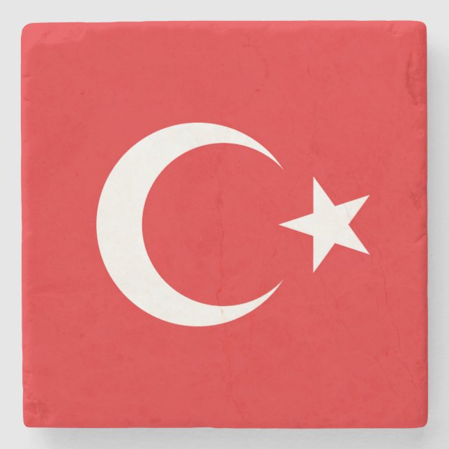 Turkish flag stone coaster (Front)