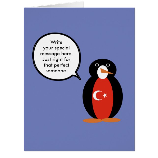 Turkish Flag Talking Ms. Penguin Big Greeting Card (Front)