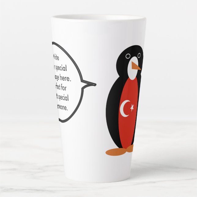 Turkish Flag Talking Ms. Penguin Personalised  Latte Mug (Front)