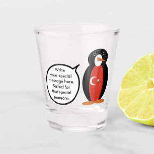 Turkish Flag Talking Ms. Penguin Shot Glass