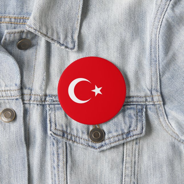 Turkish Flag (Turkey) 7.5 Cm Round Badge (In Situ)
