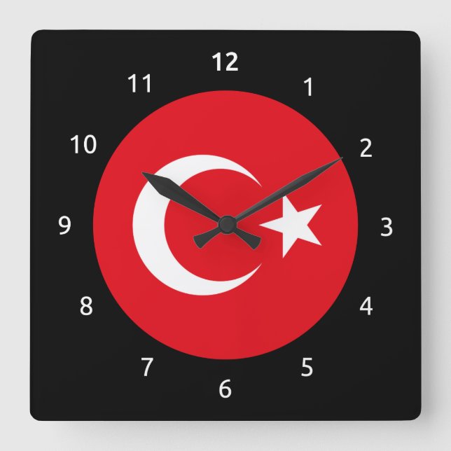 Turkish flag Wall Clock (Front)