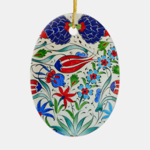 Turkish floral design ceramic tree decoration