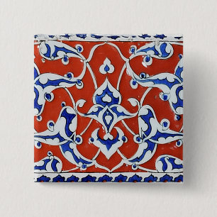 Turkish floral tiles 15 cm square badge