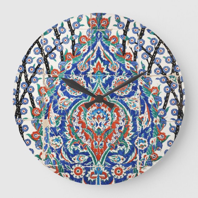 Turkish floral tiles large clock (Front)