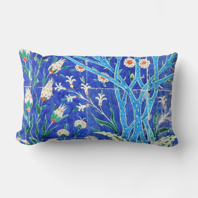 Turkish floral tiles lumbar cushion (Front)
