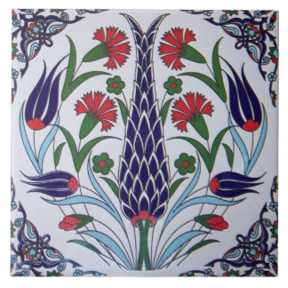 Turkish Flower Design Ceramic Photo Tile