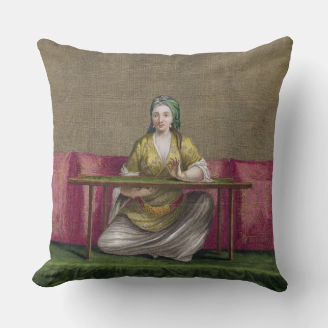 Turkish Girl, embroidering, 18th century (engravin Cushion (Front)