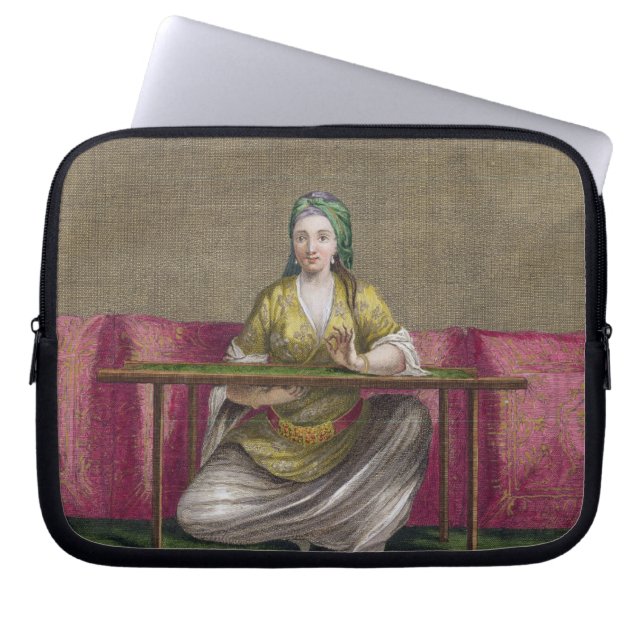 Turkish Girl, embroidering, 18th century (engravin Laptop Sleeve (Front)
