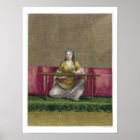 Turkish Girl, embroidering, 18th century (engravin