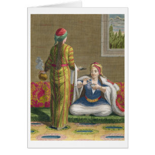 Turkish Girl, having coffee on the sofa, 18th cent