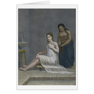 Turkish Girl, having her hair braided in the baths