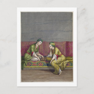 Turkish Girls, playing Mangala, 18th century (engr Postcard