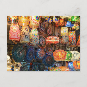 Turkish Glass Lamps for Sale in Istanbul Market Postcard