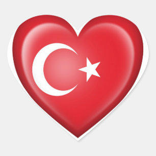 Turkish Heart Flag on White Sticker