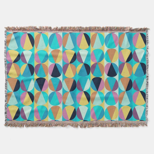 Turkish Inspired Colourful Geometric Pattern Throw Blanket (Front)