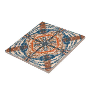 Turkish Inspired: Textured Navy & Terracotta Ceramic Tile
