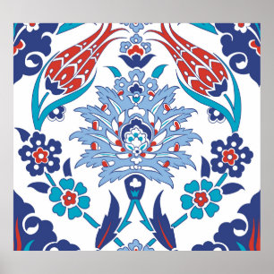 Turkish Iznik tiles: vintage pattern. Poster