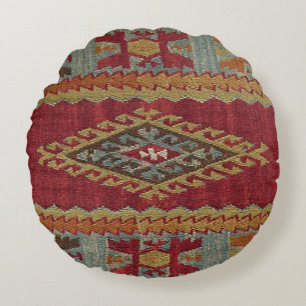 Turkish Kilim Carpet Rug Round Cushion